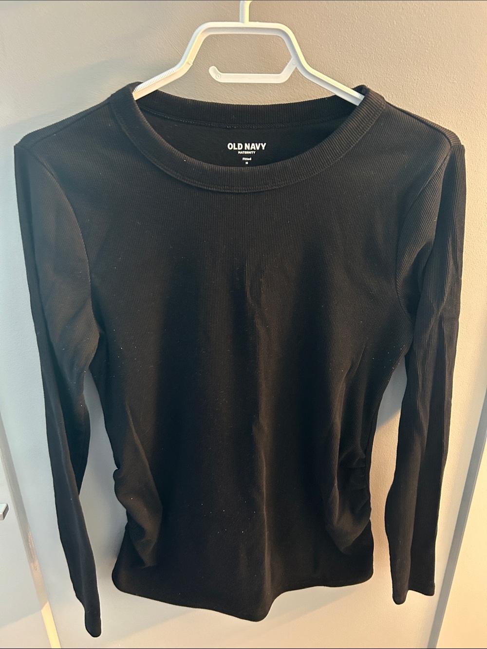 Old Navy Maternity Black Ribbed Long-Sleeve Crew Top